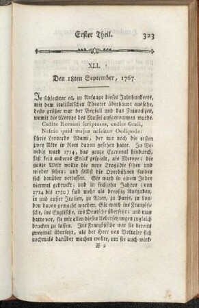 XLI. Den 18ten September, 1767
