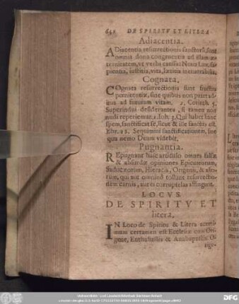 Locus. De Spiritu Et litera.