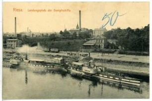 Riesa. Elbe mit Dampfern John Penn und Libussa
