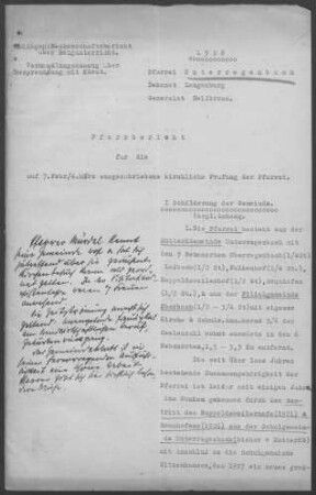 Unterregenbach-Eberbach mit Laßbach und Sonnhofen: Pfarrbericht 1928