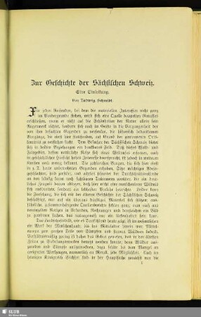 Zur Geschichte der Sächsischen Schweiz : Eine Einleitung