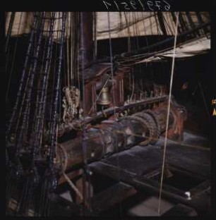 Werftmodell der preußischen Galiot "Friedrich Wilhelm II", Maßstab 1:16, Detailansicht (Sonderausstellung "Aufgetaucht", 1996)