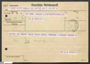 Schriftwechsel Carl Boschs jun. mit seinen Schwiegereltern Borchers