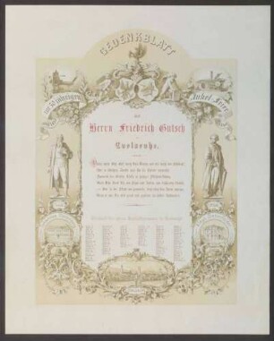 Gedenkblatt zur 50-jährigen Jubel-Feier des Herrn Friedrich Gutsch in Carlsruhe