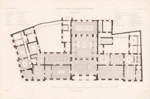Palais Kronenberg, Warschau: Grundriss 1.OG (aus: Atlas zur Zeitschrift für Bauwesen, hrsg. v. G. Erbkam, Jg. 24, 1874)