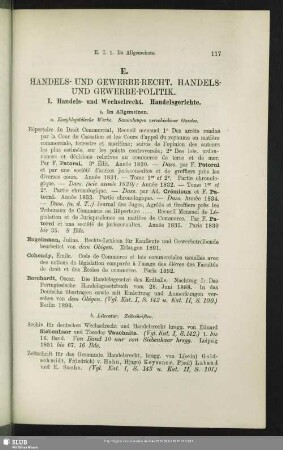 E. Handels- Und Gewerbe-Recht. Handels- Und Gewerbe-Politik