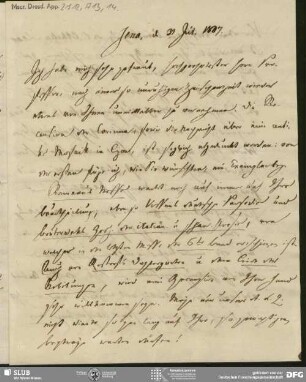 Eigenh. Brief von Heinrich Carl Abraham Eichstaedt an August Wilhelm von Schlegel, Jena, 31.07.1807