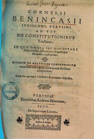 Ad titulum de constitutionibus tractatus : Ejusdem de allucione