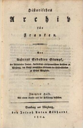 Historisches Archiv für Franken, 2
