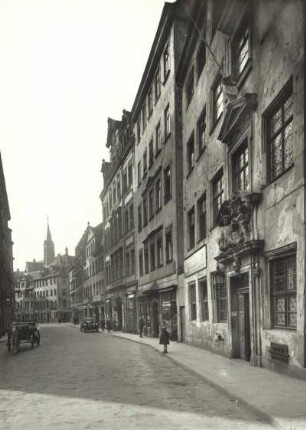 Leipzig, Kleine Fleischergasse : Leipzig. Barockhäuser, im Vordergrund rechts Nr. 4 "Zum Africanischen Coffebaum"