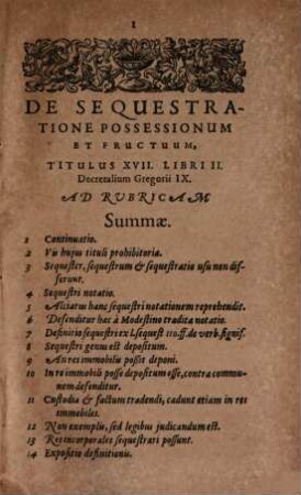 De sequestratione possession. et fructuum ... Repetitio