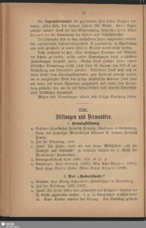 IX. Stiftungen und Verwandtes