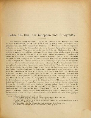 Ueber den Dual bei Xenophon und Thucydides