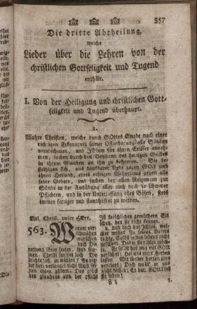 I. Von der Heiligung und christlichen Gottseligkeit und Tugend überhaupt.