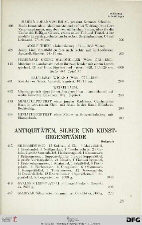 Antiquitäten, Silber und Kunstgegenstände (Nr. 415-448)