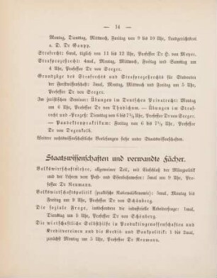 14-16, Staatswissenschaften und verwandte Fächer
