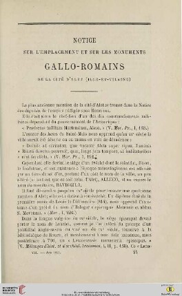 N.S. 7.1863: Notice sur l'emplacement et sur les monuments gallo-romains de la cité d'Alet (Ille-et-Vilaine)