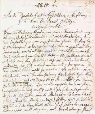 Brief an die Deutsche Dichter- und Gedächtnis-Stiftung