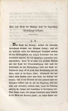 Versuch über das Recht der Anträge nach der bayerischen Verfassungs-Urkunde : von einem Reichsrathe