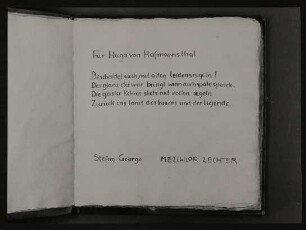 Widmung an Hofmannsthal in Stefan Georges "Der Teppich des Lebens" von 1900
