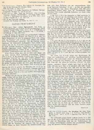 195-196 [Rezension] Wildberger, Hans, Jahwes Eigentumsvolk