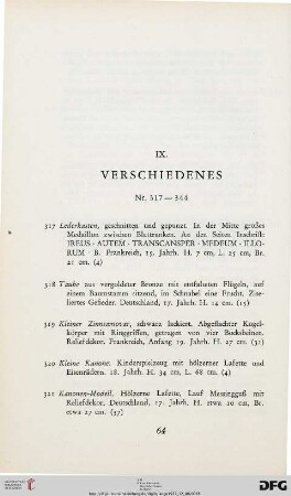 IX. Verschiedenes (Nr. 317-344)