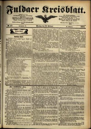 Erste Ausgabe vom Montag, den 28. Februar 1910.