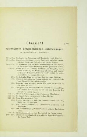 Übersicht der wichtigsten geographischen Entdeckungen in chronologischer Anordnung
