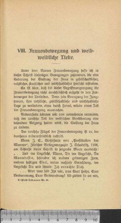 VII. Frauenbewegung und weibweibliche Liebe