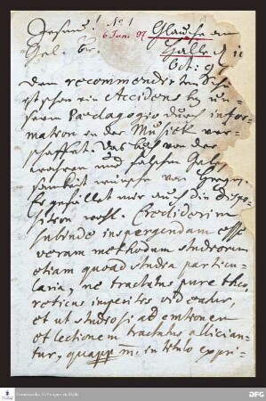 Brief von August Hermann Francke an Gottfried Vockerodt.