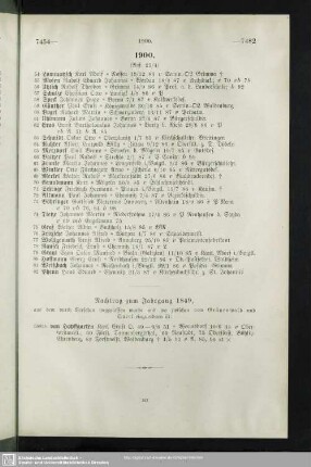 Nachtrag zum Jg. 1849