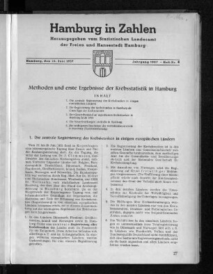 Methoden und erste Ergebnisse der Krebsstatistik in Hamburg