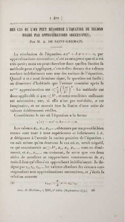 Des cas ou l'on peut résoudre l'équation du second defré par approximations successives.