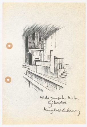 Evangelische Kirche, Gütersloh: Perspektivische Ansicht Kanzel