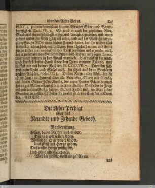 Die Achte Predigt über das Neundte und Zehende Geboth.
