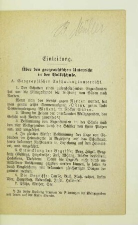 Einleitung. Über den geographischen Unterricht in der Volksschule