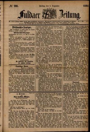Ausgabe vom Freitag, den 05. Dezember 1884.
