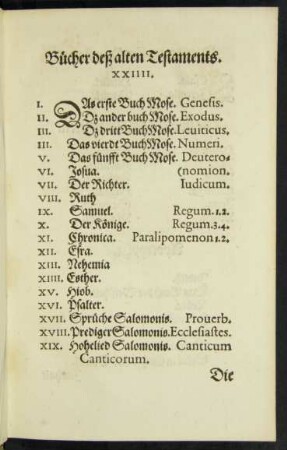 Bücher deß alten Testaments.
