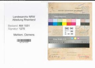 Entnazifizierung Clemens Mehlem , geb. 22.09.1907 (Gaertner)