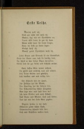 Erste Reihe.