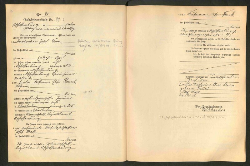 Standesamtsbuch der Stadt Aschaffenburg: Eheschließungen 252/1930 - 130/1931