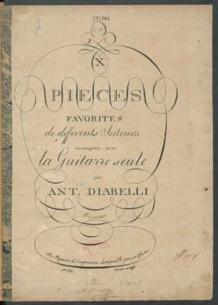 X Pieces Favorites de differents Auteurs arrangées pour la Guitarre seule : [op. 28]