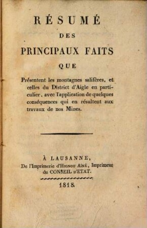 Résumé des principaux faits que présentent les montagnes salifères