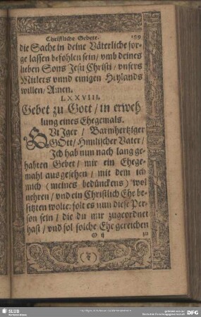 LXXVIII. Gebet zu Gott, in erwehlung eines Ehegemals