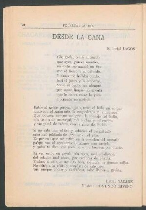 Desde la cana : Editorial Lagos