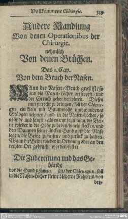 Andere Handlungen Von denen Operationibus der Chirurgie nehmlich denen Brüchen