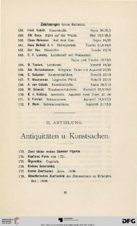 II. Abteilung. Antiquitäten u. Kunstsachen (Nr. 173-451)