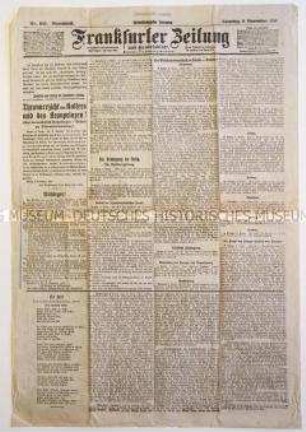 Abendausgabe der "Frankfurter Zeitung" zur Abdankung von Kaiser Wilhelm II.