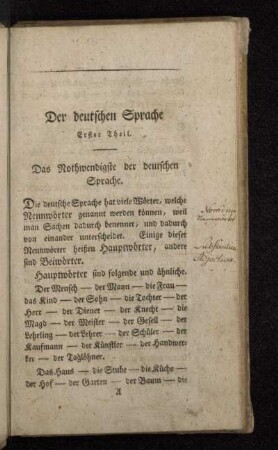 Das Nothwendigste der deutschen Sprache.