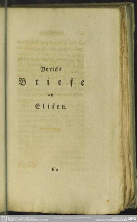 Yoricks Briefe an Elisen